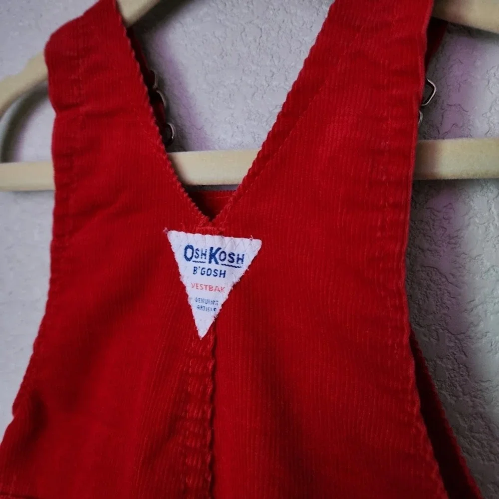 VTG OSHKOSH B'GOSH Made in USA Red Corduroy Overalls Baby‎ 12 Months